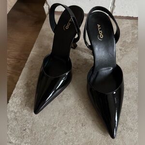 ALDO Glossy Black Strappy Heels
